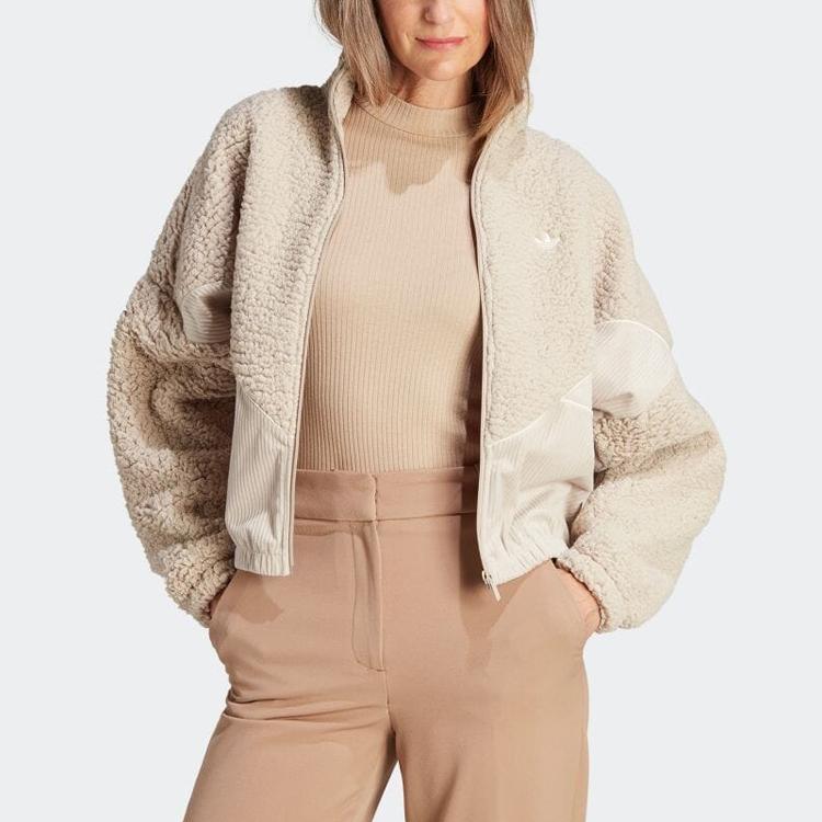 adidas Originals Trefoil Spliced Свободная куртка с длинными рукавами Женская куртка Бежевая IM4315