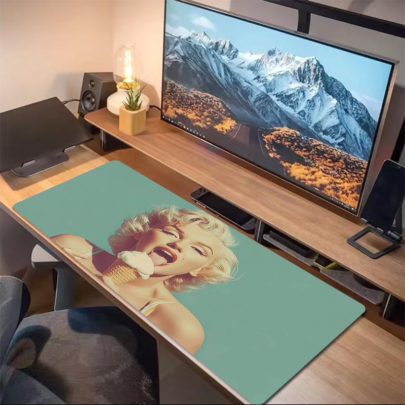 Marilyn Monroe Print Cushion Non-slip Laptop Tablet Big Mousepad XXL Mat Mini PC Playmat With Lock edge