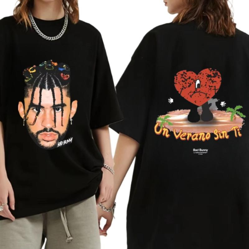 Rapper Bad Bunny Un Verano Sin Ti Album Graphic Print T-shirt Men Women Fashion Hip Hop Oversized Tshirt Male Vintage Streetwear