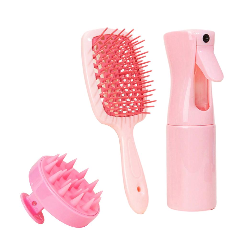 Шампунь для массажа кожи головы + дозатор для распылителя + расческа-скелет для укладки, разглаживающая расческа