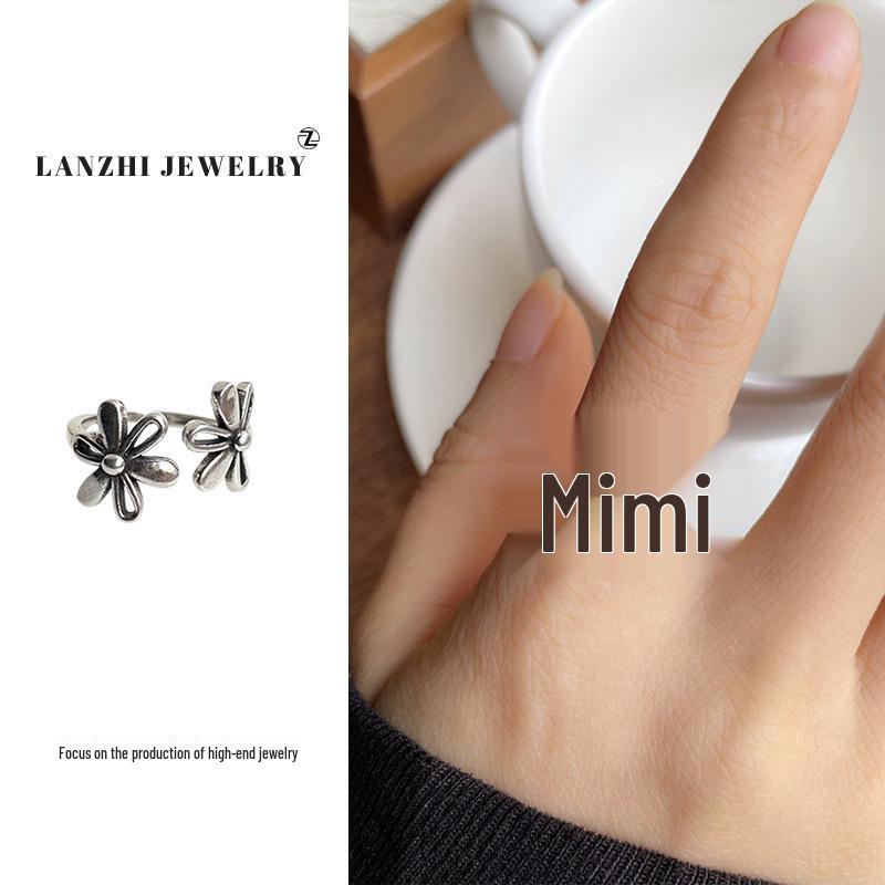 Тайское серебро Женское наборное кольцо - Серебро 925 пробы, Нишевый дизайн, Простые и универсальные украшения