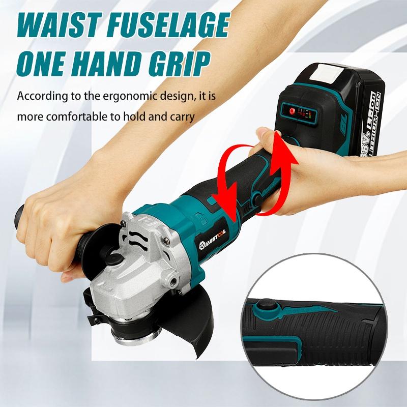 1600W 125mm Brushless Cordless Electric Angle Grinder 388VF Rechargeable Grinding Cutting Machine Power Tools for 18V Battery