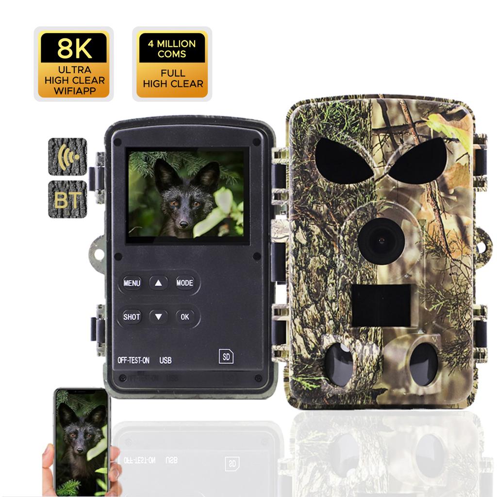 Trail Camera 8K Wildlife Camera with BT GPS WiFi  APP Night Vision  Camera Waterproof  60MP Photos