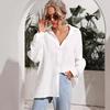 Ladies Spring Summer French Long Sleeve Solid Color All Match Blouse Shirt Top