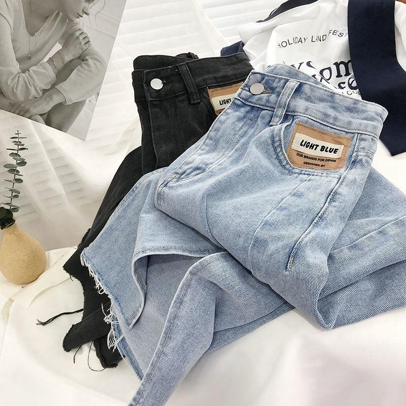 Модная женская джинсовая юбка, новые летние джинсы с высокой талией и боковым разрезом, юбка со средним разрезом, женская однотонная повседневная трапециевидная нижняя часть