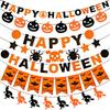Hanging Happy Halloween Banner DIY Party Decor Pull Flag Ghost House Atmosphere Decoration