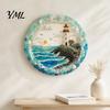 Housewarming Gift for Beach House Lighthouse Sea Glass Art Wall Ornament, Hand Assembled Shells And Tumbled Decorative Ornament Decor, Style