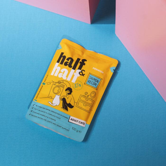Half&Half Premium Wet Cat Food Adult Salmon 22X100G