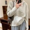 Autumn New Vintage Loose Hooded Pullovers Sweaters Women Winter Thicken Long Sleeve Casual Knitted Sweater Women Tops Solid Casual Base Jumpers 25452