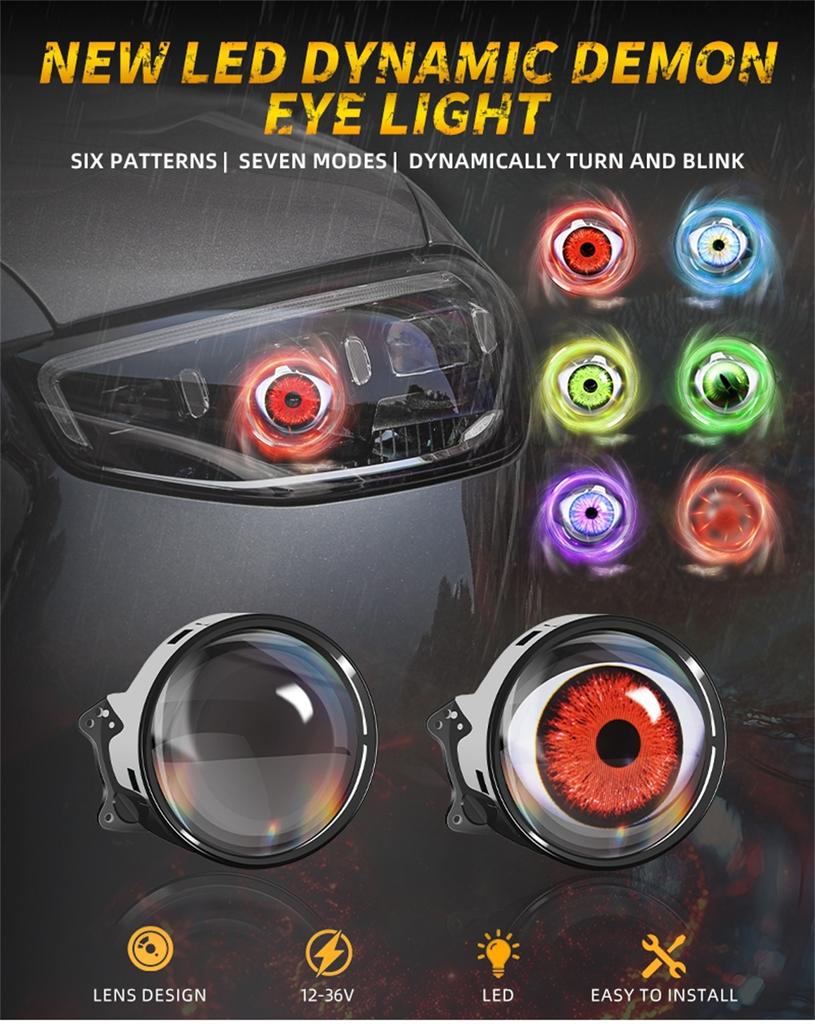 2 шт. Светодиодные фары «Дьявольские глазки», Динамические светодиодные автомобильные фары, Мотоциклетная передняя фара-прожектор, «Ангельские глазки», Линзы для автомобильных фар