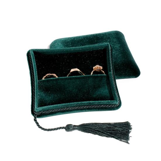 Бархатная шкатулка для украшений Маленький дорожный футляр для украшений с кисточкой Женский портативный органайзер для украшений для колец, браслетов, серег