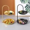 Sturdy Iron Serving Tray Dual Tier Layer Structure Smooth Display Tray Stable Support Multiple Color Food Tray