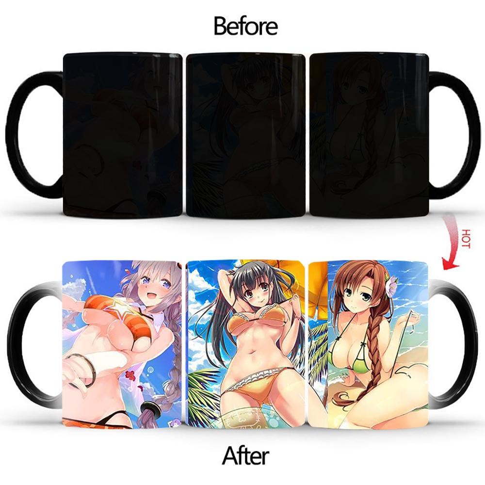 Творческая кружка, меняющая цвет, Sunshine Beauty BSKT-145 Kawaii Cup Керамические кофейные чашки Оптовая продажа фарфоровых кружек Бесплатная доставка Аниме