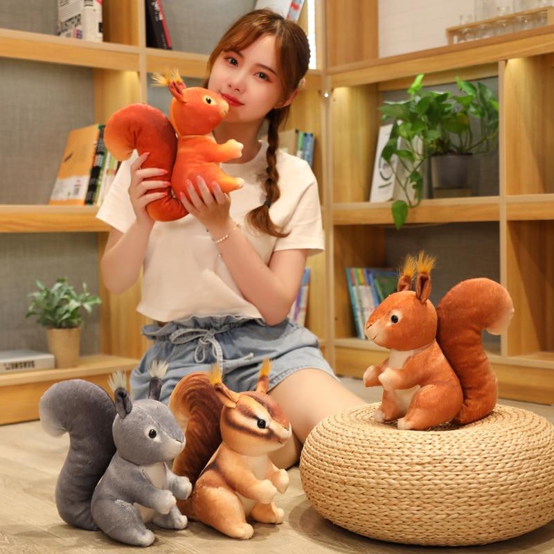 Kawaii белка плюшевые игрушки многоцветная имитация животных куклы мягкая мягкая белка домашняя декоративная игрушка для детей девочек