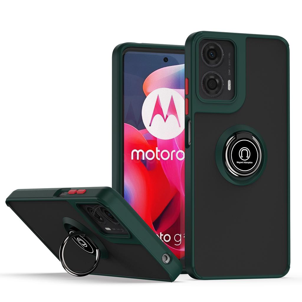 Для Motorola Moto G04 G24 Чехол с кольцом Магнитный держатель Стенд Coque Funda Ударопрочный Матовый ПК Броня Чехол для телефона