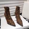 Fashion High Heels Ankle Boots Women Leopard Pointed Toe Shoes Winter New 2024 Trend Chelsea Snow Botas Pumps Fashion Sexy Zapatos Mujer