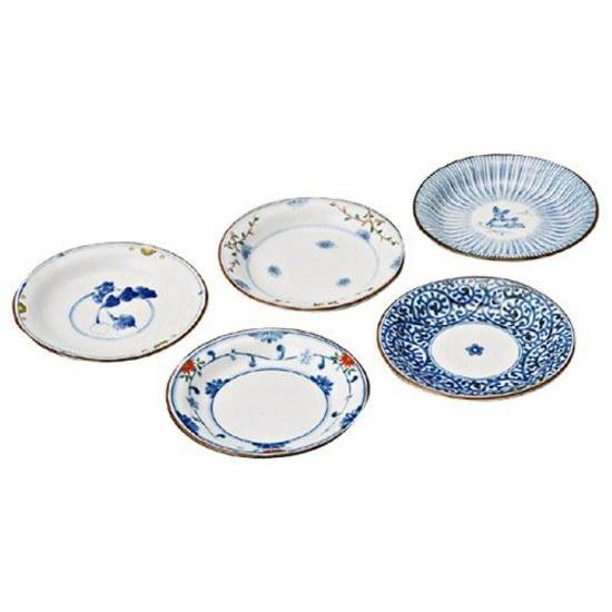 Nishikai Toki Hasami-yaki Small Plate Somenki-e Variation Gift Box Included Diameter 12 cm Set 5 31987