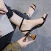 Internet Celebrity Sandals Female Summer 2025 New Student Korean Version Square Head High Heels Sexy Fairy Wind Outside Thick Heel Ins