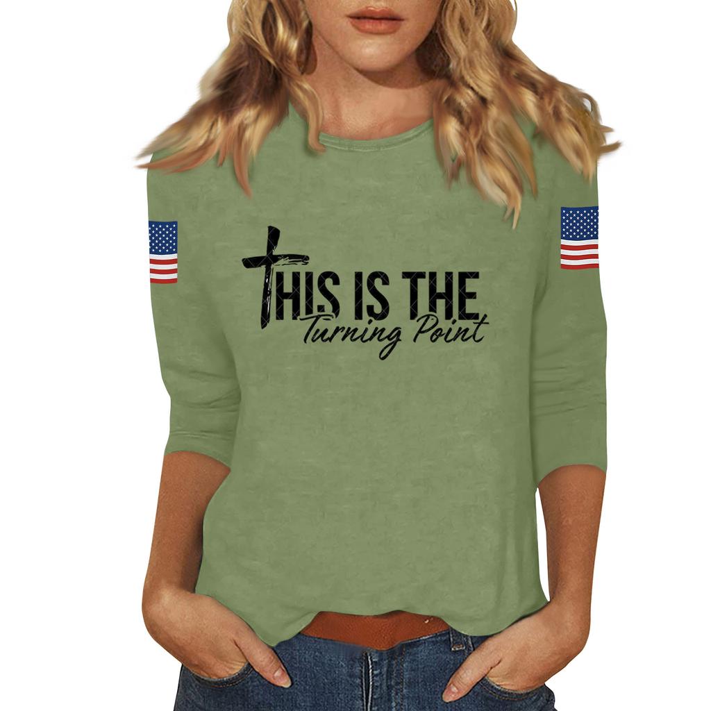 Women's Casual Fashionable Sexy Comfortable Neck Three-Quarter Sleeve Top