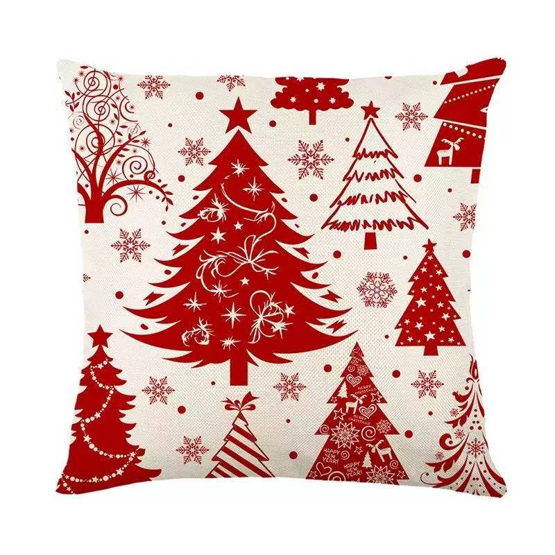 New Christmas Print Pillow Cover Nordic Style Linen Print Holiday Decoration Living Room Sofa Cushion Cover Pillow