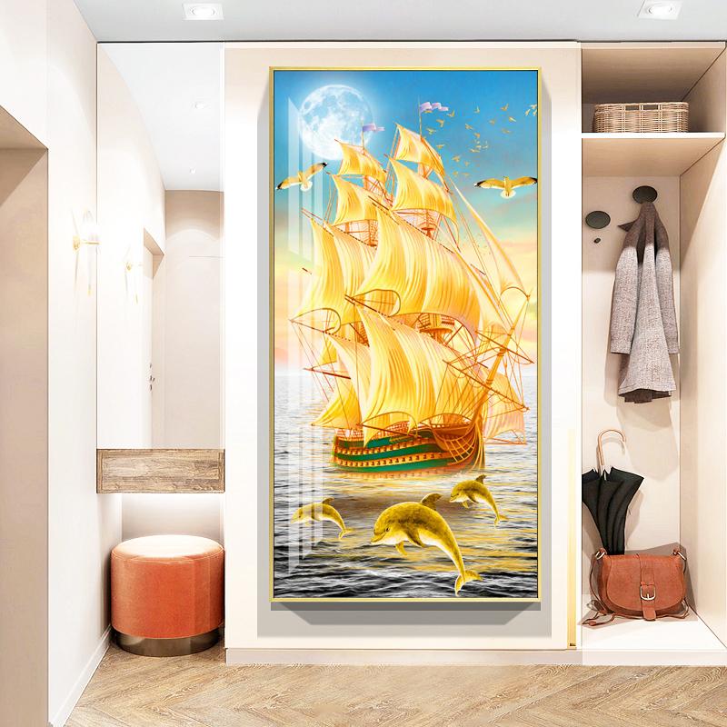 Золотая лодка корабль холст картина Lucky Stone Zen плакаты пейзаж настенные художественные картины для гостиной крыльцо Декор