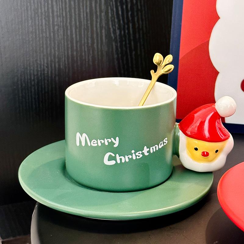 Creative Santa Claus Ceramic Mug High Value Christmas Gift Afternoon Tea Coffee Cup Saucer Set Souvenir
