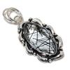 Natural Black Rutile Gemstone Handmade 925 Sterling Silver Pendant 2.21" C7w30