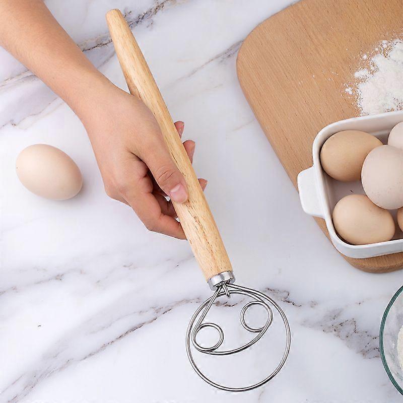 Dough Whisk Bread Mixer Premium Stainless Steel Whisk With a Dough Scraper for Bread, Pastry or Pizza Dough - Perfect Baking Tool(3pcs, silver)