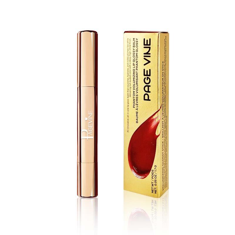 PAGE VINE Small Gold Tube Lipstick Rotating Matte Lip Gloss Moisturizing Long Lasting Waterproof Whitening Solid Lip Color Plumping Jelly Lips Effect