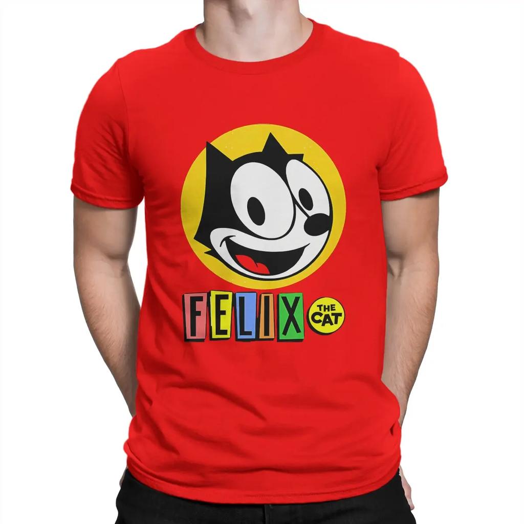 Fan T Shirt Men Pure Cotton Amazing T-Shirts O Neck F-Felix The Cat Cartoon Tees Short Sleeve Tops Printing