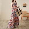 Реальное фото летнее новое богемное длинное платье для полных плюс без рукавов с круглым вырезом с принтом женское