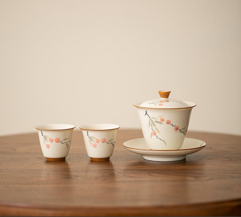 150 мл расписанная вручную миска с бамбуковой крышкой из хурмы, бытовая гайвань против ожогов, ручная работа, супница для приготовления чая, чашка для чая, чайные принадлежности