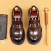 Повседневные кожаные туфли, однопедальные туфли, натуральная кожа, британские ретро-туфли с большой головкой, деловые туфли