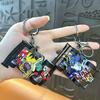 Go-cart Cartoon Keychain Pendant with Double-Ring Hook Anti-Detachable Design Decompression Tool Keychain Accessory