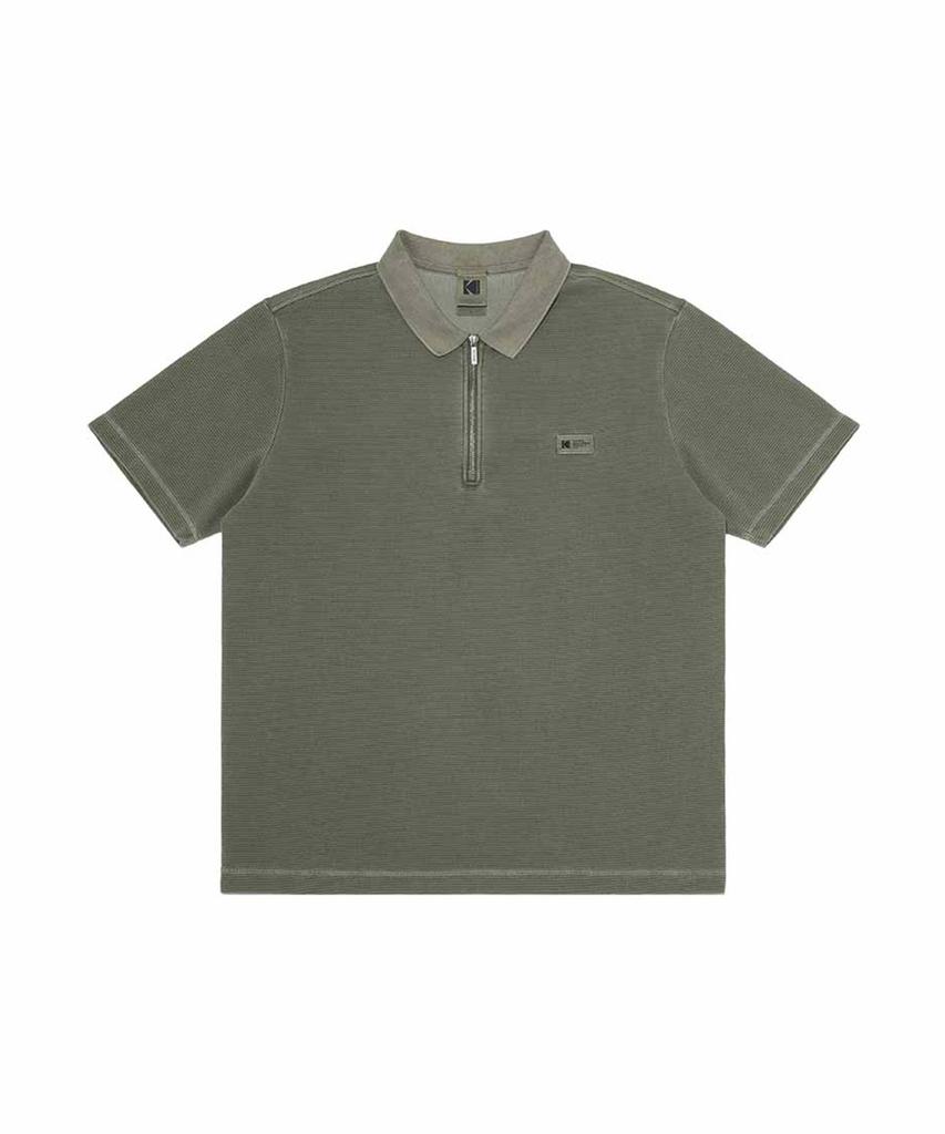 KODAK Aerocool Waffle Washed Collared T-Shirt Khaki