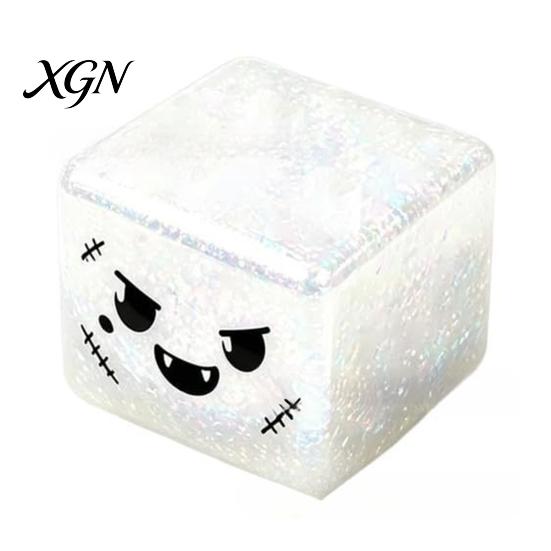 Ice Cube Toy Halloween Ghost Stress Sensory Toy, Anxiety Relief Squeeze Glitter Balls Slow Rising Pinch for Kids Adults