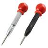 Auto Punch, Center Punch, Set of 2, High-Speed ??Steel, Adjustable Hole Position, Portable (Black with Red Cap + Silver with Red Cap)