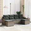 6-Piece Garden Sofa Set with Grey Cushions Poly Rattan, 2-Seater Garden Sofa with Storage & Cushions 3354478