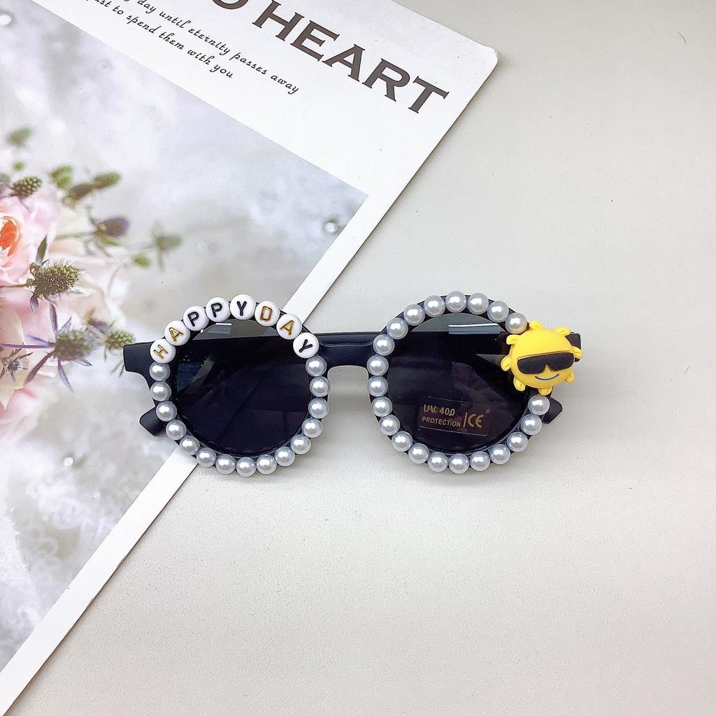 Ретро детские солнцезащитные очки Simple Temperament Diy Pearl солнцезащитные очки для мальчиков и девочек солнцезащитные очки с защитой от солнца и ультрафиолета