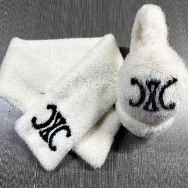 Camellia Imitation Rabbit Fur Scarf 23 Winter Fashionable and Elegant Women's Warm Neck Cover Neck Protection Small Fragrant Wind Scarf