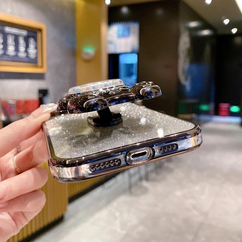 Redmi 13c 4G 5G милый держатель-кронштейн в виде медведя с блестками чехол для Xiaomi Redmi 13c 9c 9 9a 10 10a 10c 12 12c 9at подставка крышка