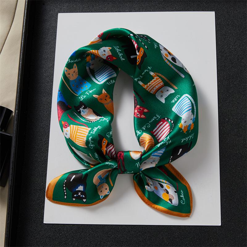 Korean version of cat spring and autumn mother gift mulberry silk silk scarf with shirt neck protection scarf 11 silk small square scarf for women
