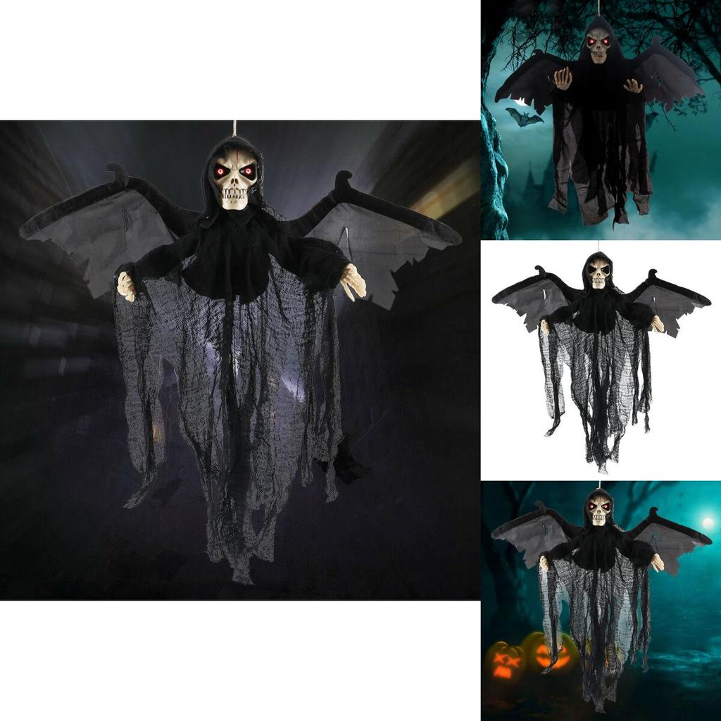 Жутко-классный подвесной череп-призрак с сенсорным управлением для устрашающей Хэллоуинской атмосферы