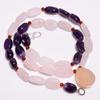 Natural Rose Quartz Amethyst Gemstone Beads Necklace 3-20 Mm 18" UB-8095 UB-8095