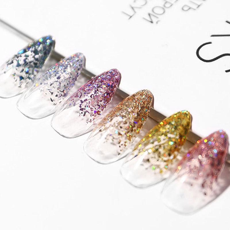 6 Pcs/Set Glitter Flakes Irregular Aluminum Foil Sequins For Nails Chrome Powder Winter Manicure Nail Art Decorations