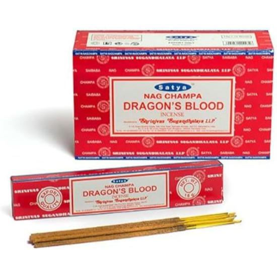 Satya Nag Champa & Dragon"s Blood  Incense Sticks Agarbatti 1+1Combo(180 GM+180GM ) Box | 12 Packs of 15 Grams Each In a Box | Export Quality