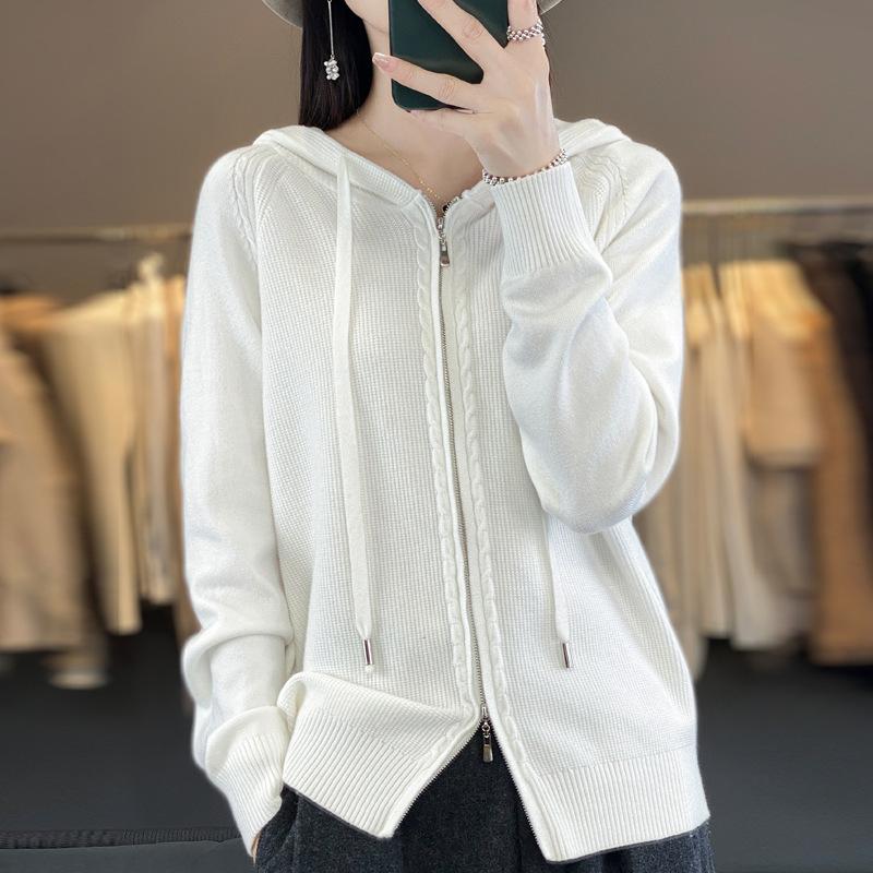 Осенне-зимний повседневный вязаный кардиган с капюшоном, простой модный стиль, свободный вязаный свитер