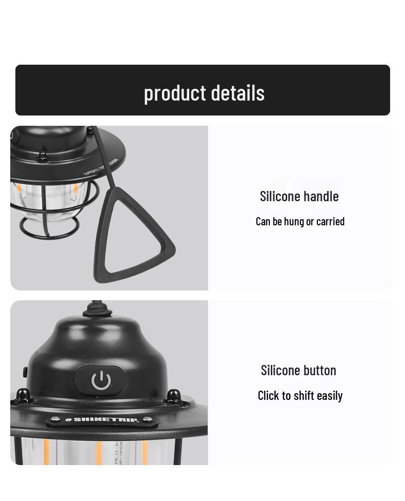 Retro Waterproof Pine Cone Camping Lamp with Tent Atmosphere & Night Light, Handheld Charging & Long Battery Life