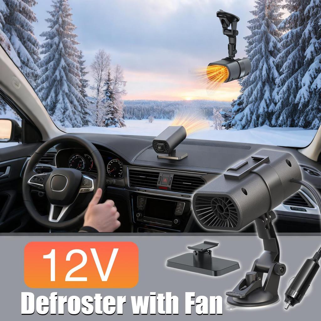 12 Volt Heater Defroster with Fan 2 In 1 Portable Car Heater with Suction Holder for Vehicle Truck Window Winter