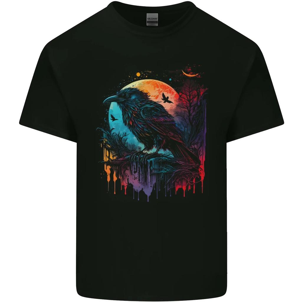A Crow With a Fantasy Moon Kids T-Shirt Childrens